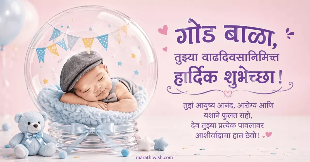 First Birthday Wishes Baby Boy in Marathi